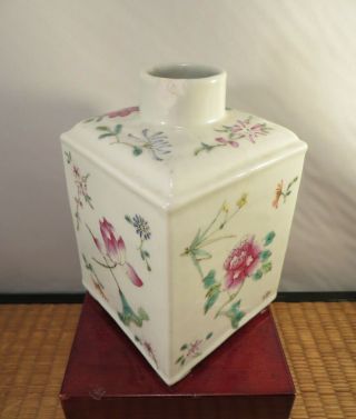 Antique Chinese Famille Rose Porcelain Tea Caddy Jar Flowers China