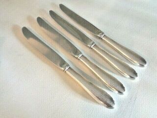 4 Vintage Manchester Dinner Knives Sterling Silver / Stainless Nra Monogram