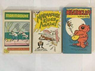 1970s Vintage Marmaduke Heathcliff Paperbacks Cat Dog Comic Strips