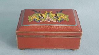 Antique Meiji 19th Century Japanese Cloisonné Brass Table Box W Yokai Mask
