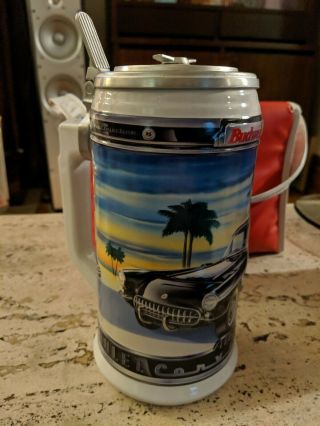 Budweiser Classic Car Series 1957 Chevy Corvette Lidded Beer Stein Collectible 3