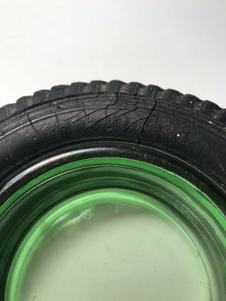 Vintage Pennsylvania Rubber Co.  Tire Ashtray Green Depression Glass 2