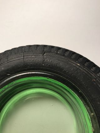 Vintage Pennsylvania Rubber Co.  Tire Ashtray Green Depression Glass 3