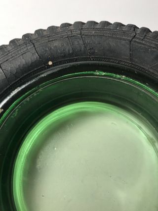 Vintage Pennsylvania Rubber Co.  Tire Ashtray Green Depression Glass 5