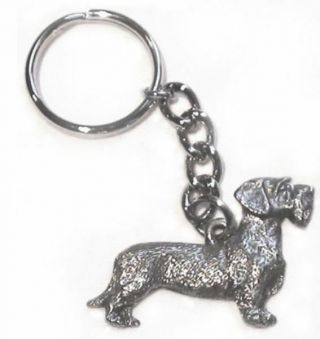 Dachshund Wire Haired Dog Keychain Keyring Harris Pewter Made Usa Key Chain Ring