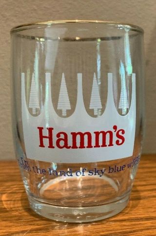 Hamm’s Beer Barrel Glass White Pines - Tasting Drinking - 3 1/4 " (e)