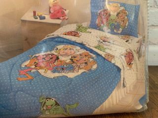 VTG 1980 ' s Muppets Twin - sized Blanket Comforter W/ Matching Sheet Set 3
