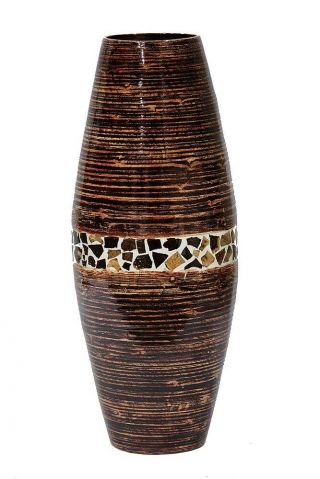 Heather Ann Creations Kara 24 In.  Spun Bamboo Vase - Distressed Brown