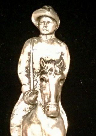 The Alamo Sterling Souvenir Spoon Teddy Roosevelt On Horse 3d 5 3/8” Detailed