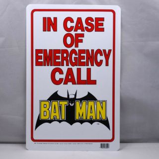 Batman Emergency Call Batman Plastic Street Sign Dc Vintage 1982 Nos 17 " X 11 "