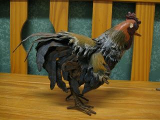 Colorful Rooster Statue 8.  5 