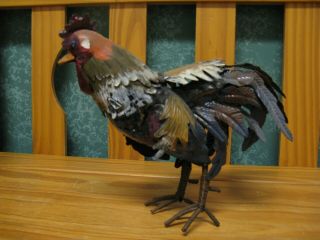 Colorful Rooster Statue 8.  5 