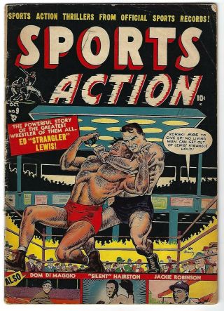 Sports Action 9 - Joe Maneely Cover - Jackie Robinson And Dom Dimaggio Story