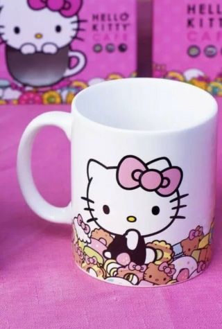 Hello Kitty Cafe Exclusive Ceramic Bow Mug Cup,  14 Oz,  W/reusable Decorative Box