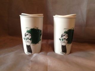 Starbucks 2015 Boy Finger Painting Dot Ceramic Travel Tumbler Cup Mug 12oz