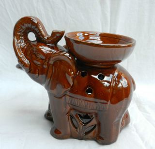 Large Glazed Ceramic Elephant Fragrance / Aromatherapy Oil Burner - Bnwt