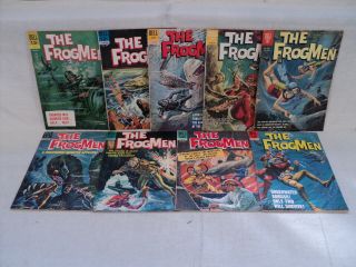 Frogmen 1 - 11 (miss.  2bks) Set 1962 - 1964 Dell Comics (s 11295)