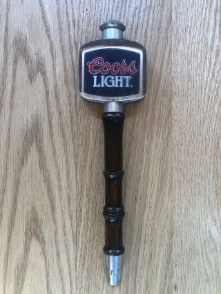 Coors Light Beer Tap Handle Lucite & Wood Clear Blue/silver 9.  25 " 2 - Sided