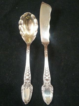 Tiffany & Co Broom Corn Sterling Silver Master Butter Knife & Sugar Spoon