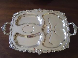 Stunning Large Eton Silverplate Footed Serving Divided Meat Platter Tray