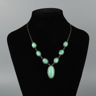 Chinese Exquisite Handmade Silver Mosaic Jade Necklace