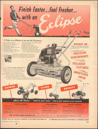 1953 Vintage Ad For The Eclipse Lawn Mower Co.  Retro Art (021718)