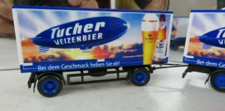 1:87 HO scale GERMAN truck TUCHER weizenbier TANDEM truck TRAILER tucher BEER 3