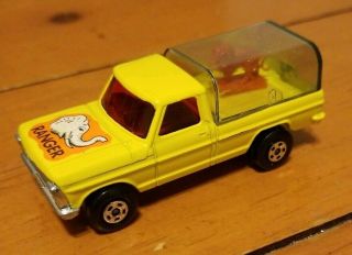 Matchbox Superfast No.  57c Ford Pick Up Wild Life Truck Yellow,  Brown Lion