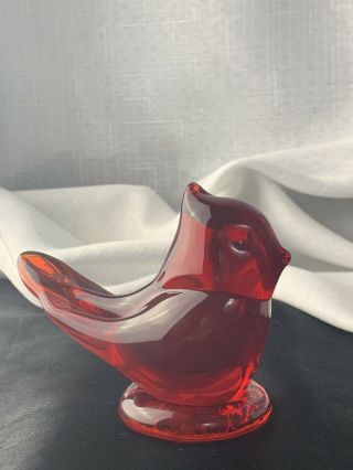 Vtg Titan Art Glass Red Bird Cardinal Of Love Signed & Dated W Ward 1995