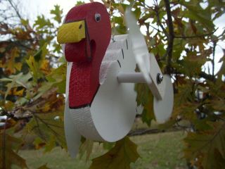 White Turkey Mini Whirligigs Whirligig Windmill Yard Art Hand Made From Wood