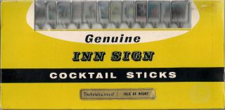 Vintage Boxed - Inn Signs Boxed Cocktail Sticks - Isle Of Wight C.  1950 