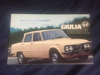 1960s Alfa Romeo Giulia Diesel Sedan Sales Brochure Prospekt