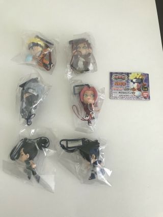 Naruto Mini Figure Keychain Complete Set Of Six (6) Figures Authentic Bandai