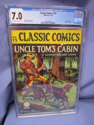 Classics Comics 15 Uncle Toms Cabin Cgc 7.  0 / 1943 First Edition Golden Age