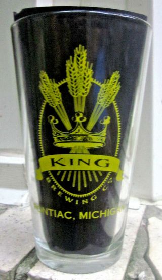 King Brewing Company Pontiac Michigan Mi Micro Brewery Pint Beer Glass 1995 - 2009
