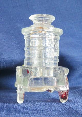 Antique glass boiler fire truck candy container AVOR 3/4 o.  z 4