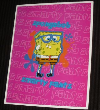 Spongebob Smarty Pants Poster,  Thin Cardboard,  8 1/2 Inches Across By 11 Inches