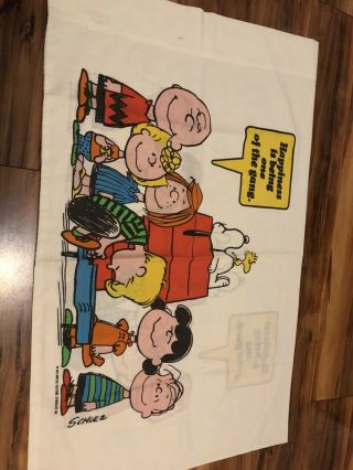 1971 Rare Vintage Charlie Brown Peanuts Snoopy Twin Bed Fitted Sheet And Case