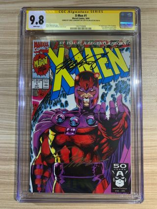 X - Men 1 (1991 Marvel) Magneto Cover 2x Signed Jim Lee Chris Claremont Cgc 9.  8