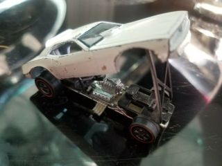 Hot Wheels Redline Snake Cuda Funny Car,  Rare White 1969,  Don Prudhomme 5