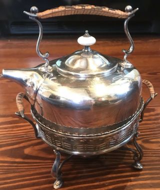 Vtg Silver Coffee Tea Pot Barker Ellis Carafe Server & Stand/ Warmer Weave