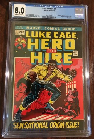Hero For Hire Luke Cage 1 Cgc 8.  0 Ow/white Pages 6/72