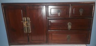 Antique Chinese Wooden Table Top Chest Secret Compartment