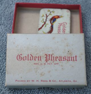 Golden Pheasant Condom Tin With 1 Doz.  Cardboard Box