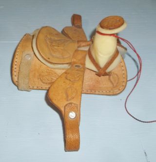 Miniature Leather Mexican Charro Saddle Ornament Breyer Horse Size Tooled