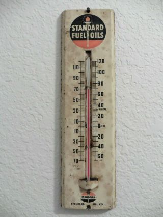 Vintage 1946 Standard Fuel Oils Thermometer Gas Oil Sign