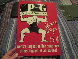 Vintage Embossed Metal Sign P&g White Naphtha Soap Giant Size 5 Cent