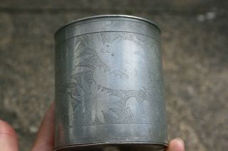 Antique Chinese Pewter Carved Dargon Tea Caddy Holder