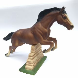 Vintage Breyer Authentic 1970’s Bay Jumper Jumping Horse With Wall