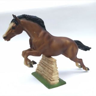 Vintage Breyer Authentic 1970’s Bay Jumper Jumping Horse With Wall 2
